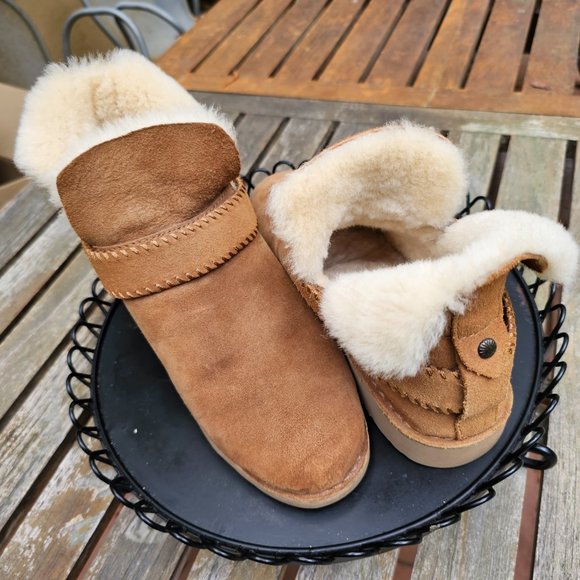 Short UGG Ankle Boots Womens McKay Chestnut Brown Suede Booties 1012358 10 41 - Picture 5 of 13